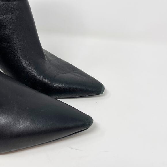 Marc Fisher Womens 9.5 Black Leather Kulika Booties Pointed Toe Wrap Block Heel - Picture 3 of 15